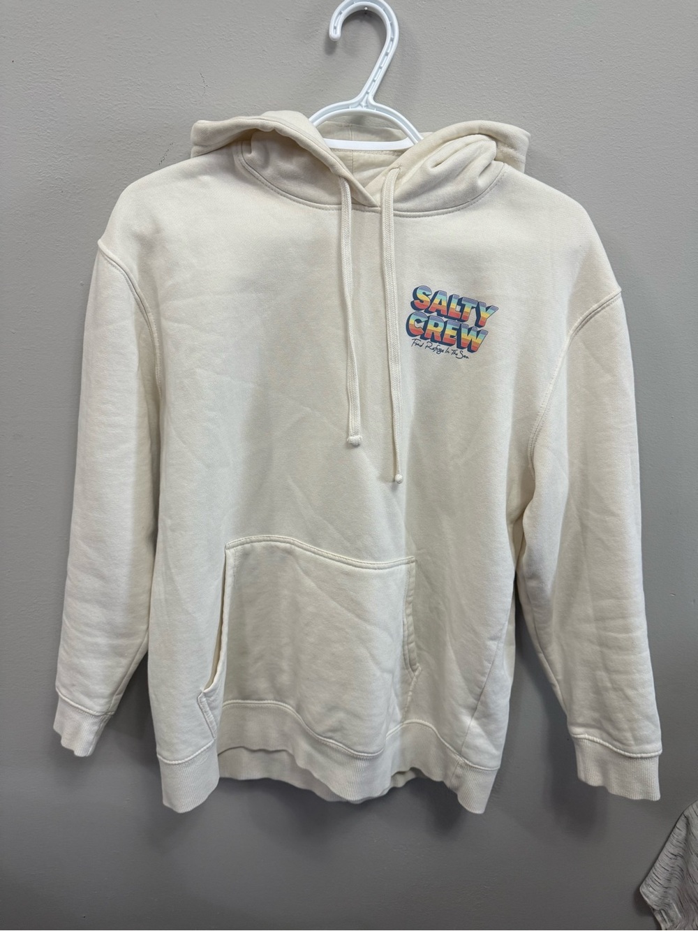 Salty Crew Cream Pullover Hoodie with Colorful Logo